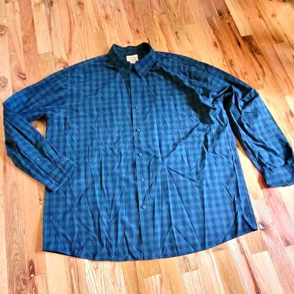 💙3 for $30💙 Vintage Blue Mountain Plaid Button Up 100% Cotton 2XLT - Picture 1 of 4